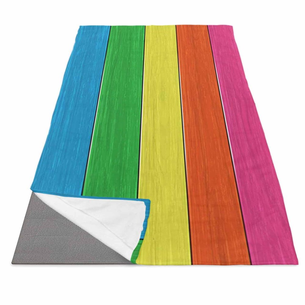 Futuregrace Yoga Towel with Corner Pockets Wood Grain Rose Resd Orange Yellow Green Blue Sweat Absorbent Lightweight Hot Yoga Towels 26"x74" Soft Yoga Blanket for Gym Fitness Workout