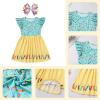 ABAFIP Girls Back to School Outfits Toddler Flutter Sleeve Pencil Letters Print Casual Dress with Hair Clip First Day of School Outfits Light Blue 6-7 Years view 4