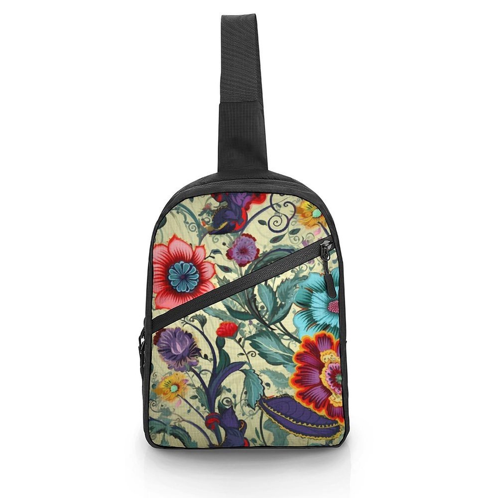 GFLFMXZW Floral Pattern Cross Chest Bag Crossbody Backpack for Women Men Sling Bag Travel Hiking Daypack