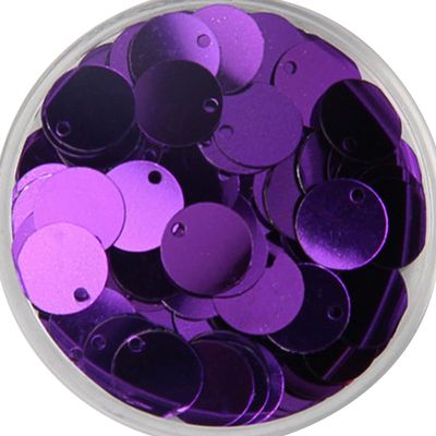 Gumney 0.98in 60pcs Round Iridescent Bling Sequin, Flat Loose Bead Paillettes with Hole for DIY Craft Sewing Cloth, Purple