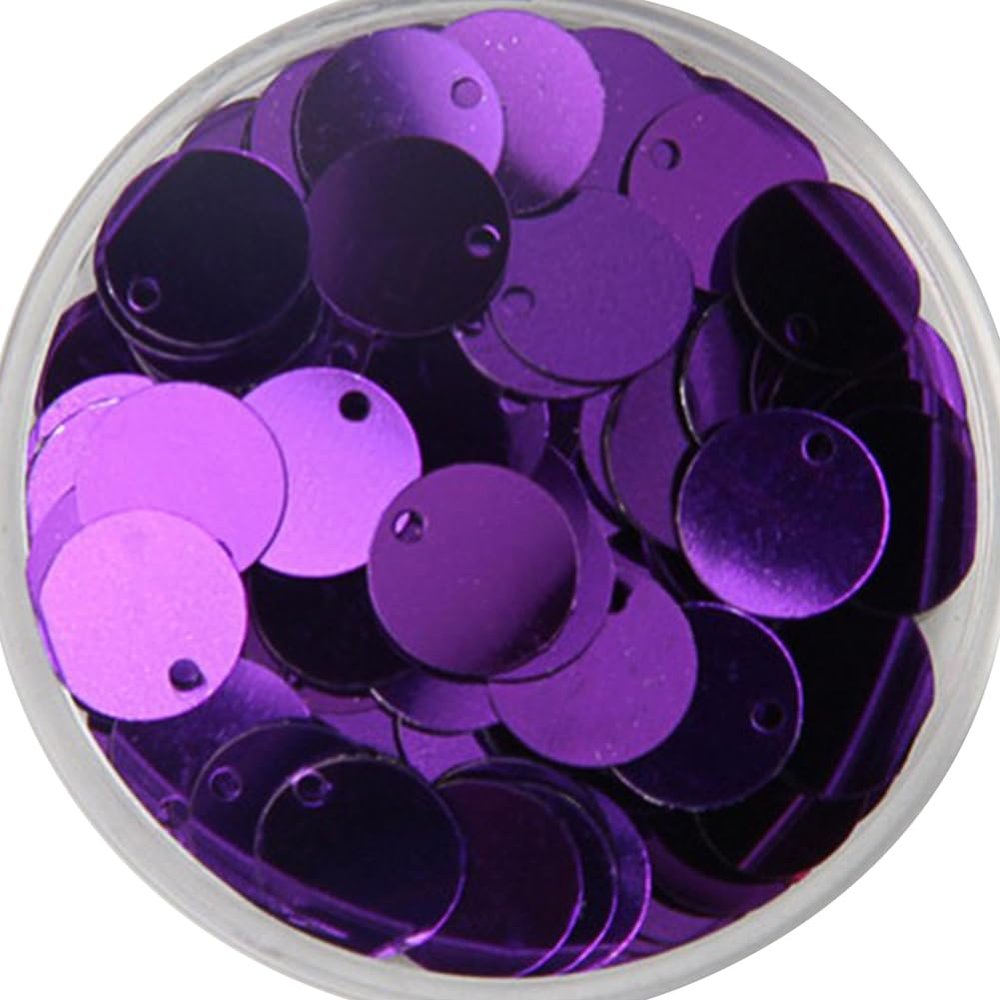 Gumney 0.98in 60pcs Round Iridescent Bling Sequin, Flat Loose Bead Paillettes with Hole for DIY Craft Sewing Cloth, Purple
