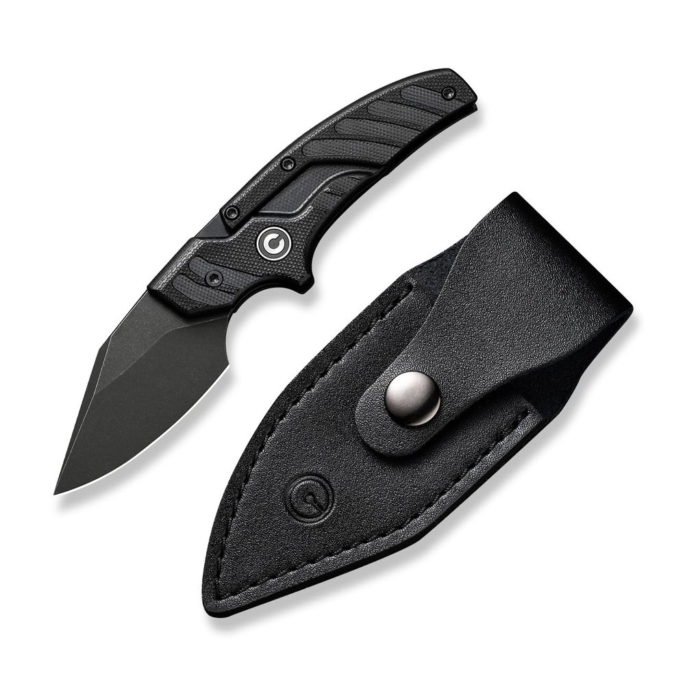 CIVIVI Typhoeus Fixed Blade Knife with Leather Sheath, 2.27" Swedish 14C28N Blade G10 Handle