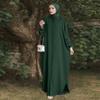 ABEHIK Women Abayas Dress Full Cover Dubai Kaftan Muslim Batwing Sleeve Prayer Long Maxi Dresses Middle East Pakistani Casual Dress Ramadan Islamic Clothes Dark Green One Size view 2