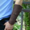 LOXGO 1 Pair Adults Faux Leather Arm Guards Retro Wide Bracers Multiple Purposes Buckle Armband Adult Arm Guards, Brown view 2