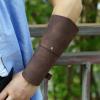 LOXGO 1 Pair Adults Faux Leather Arm Guards Retro Wide Bracers Multiple Purposes Buckle Armband Adult Arm Guards, Brown view 3
