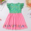 ABAFIP Girls Back to School Outfits Toddler Flutter Sleeve Pencil Letters Print Casual Dress with Hair Clip First Day of School Outfits Peach 6-7 Years view 3