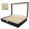 DUPDMKIN Watch Box 24 Slot, Elegant Watch Case for Men and Women, PU Leather Watch Display Case for Watches & Jewelry with Removable Pillows view 1