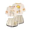 ISaikoy 2 Piece Outfits Anime Chiikawa Short Sleeve Crop Top and Short Pants Sets Hachiware T-Shirt view 1