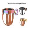 VNFEJEJR Bicycle Handlebar Coffee Cup Holder Al Leather Bottle Holder Universal Kettle Rack Folding Electric Bike Handlebar Bicycle Bottle Cage(Color:Silver(Plating Ring)) view 2
