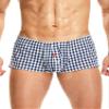 Linjinx Men's Cotton Boxer Shorts Low Rise Plaid Loose Fit Boxers Buttoned Pouch Underwear Shorts Type A Black Large view 1