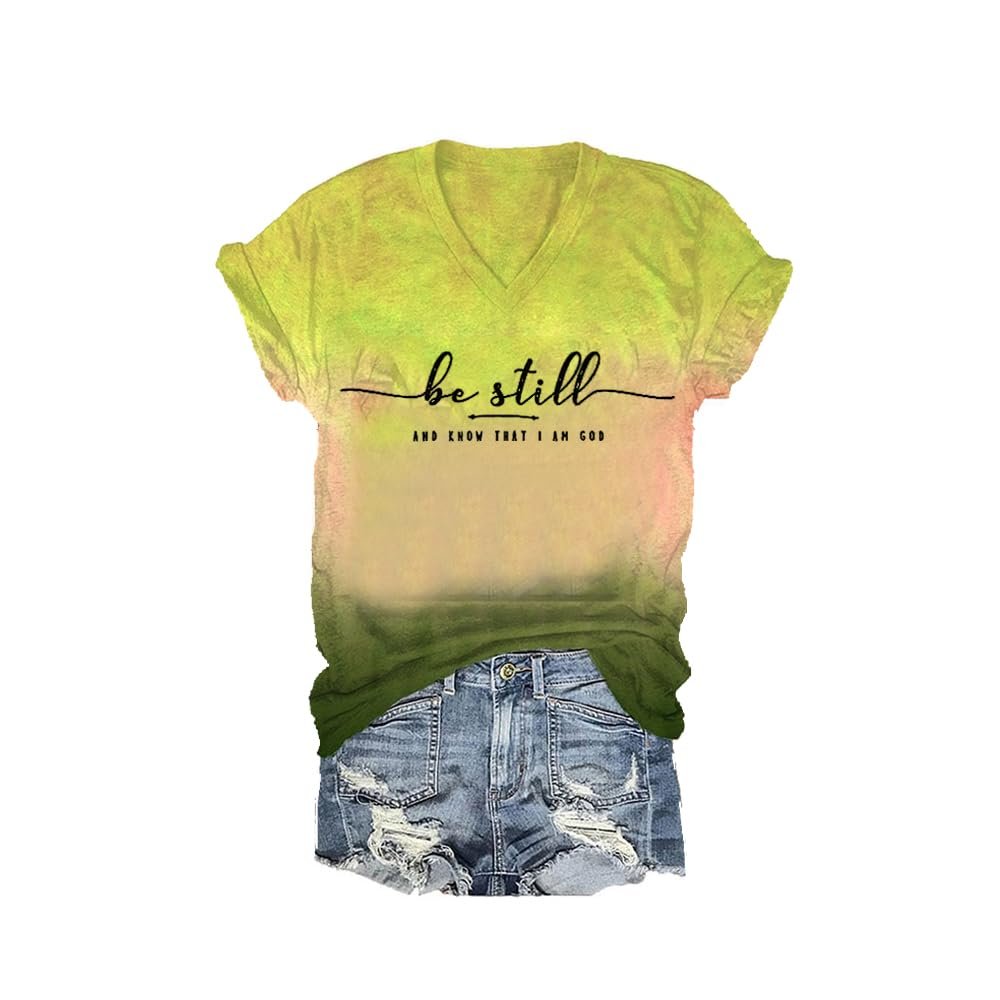 MOGUI Be Still and Know That I Am God Tshirt Be Still and Know That I Am God Tank Christian Shirts Bible Religious Tshirts Religious Tee Yellow, Small