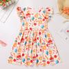 ABAFIP Girls Back to School Outfits Toddler Flutter Sleeve Pencil Letters Print Casual Dress with Hair Clip First Day of School Outfits Apricot 5-6 Years view 3