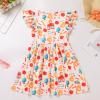 ABAFIP Girls Back to School Outfits Toddler Flutter Sleeve Pencil Letters Print Casual Dress with Hair Clip First Day of School Outfits Apricot 5-6 Years view 4