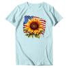 4th of July Graphic Tees for Women, American Flag Crewneck Short Sleeve Summer Tops Casual Loose USA Patriotic Cotton Tshirts Independence Day Festival Oufits Light Blue XX-Large view 2