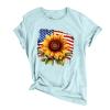 4th of July Graphic Tees for Women, American Flag Crewneck Short Sleeve Summer Tops Casual Loose USA Patriotic Cotton Tshirts Independence Day Festival Oufits Light Blue XX-Large view 3