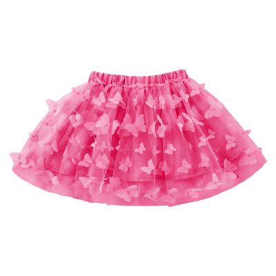 NineFit Basics Toddler Baby Girls Butterfly Tutu Skirt Layered Ballet Tulle Dance Skirt Princess Party Skirts for (Hot Pink, 6-7 Years)