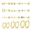 12 Pairs Surgical Steel Earrings Sets for Multiple Piercing Gold Earrings Stack view 1
