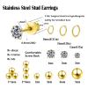 12 Pairs Surgical Steel Earrings Sets for Multiple Piercing Gold Earrings Stack view 2