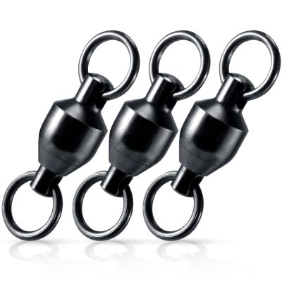 Alwonder 30-Pack Ball Bearing Swivels Fishing Tackle, High Strength Stainless Steel Solid Welded Rings Barrel Swivel Hook Line Connector with Black Nickel Coating Saltwater Freshwater #1