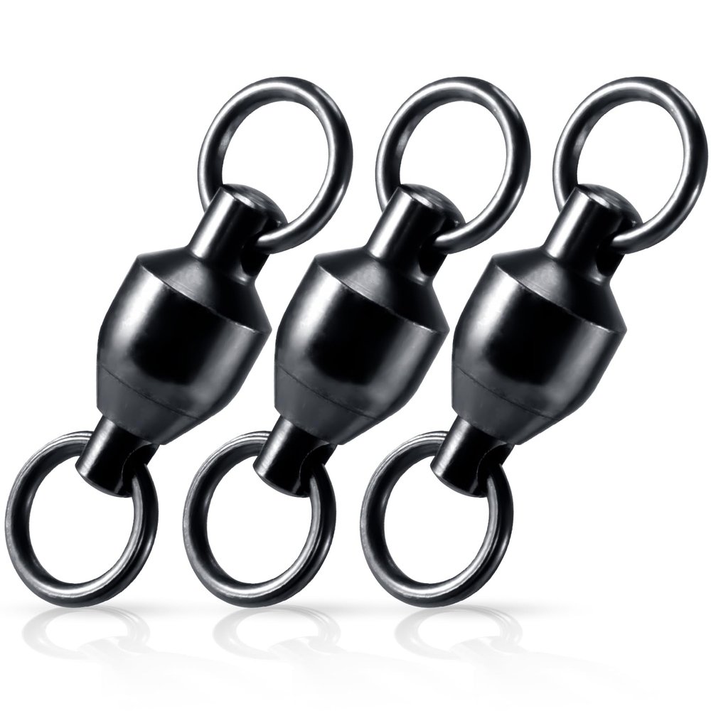 Alwonder 30-Pack Ball Bearing Swivels Fishing Tackle, High Strength Stainless Steel Solid Welded Rings Barrel Swivel Hook Line Connector with Black Nickel Coating Saltwater Freshwater #1
