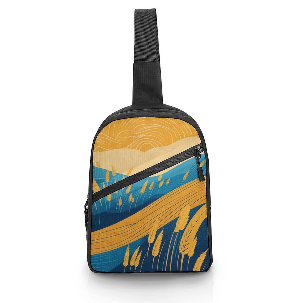 GFLFMXZW Wheat Pattern Cross Chest Bag Crossbody Backpack for Women Men Sling Bag Travel Hiking Daypack
