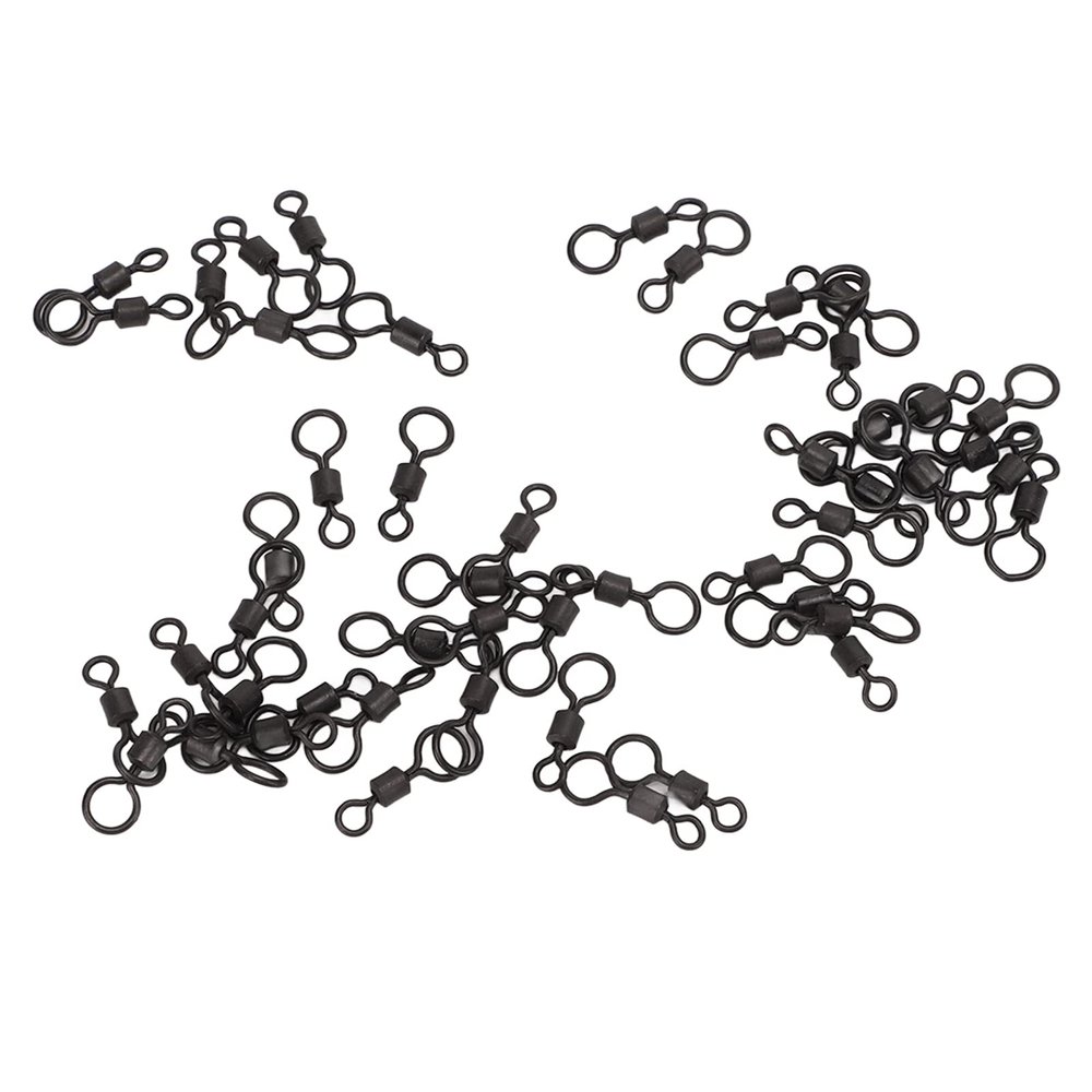 Yuecoom Rolling Barrel Fishing Swivels, 50pcs High Tensile Stainless Steel Fishing Barrel Swivels for Fishing Applications