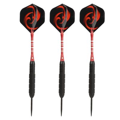 Steel Tip Darts Set, Professional Metal Darts, Point Metal Tip Anti Slip Light Weight Flight Darts for Dartboard Home Bar (Red)