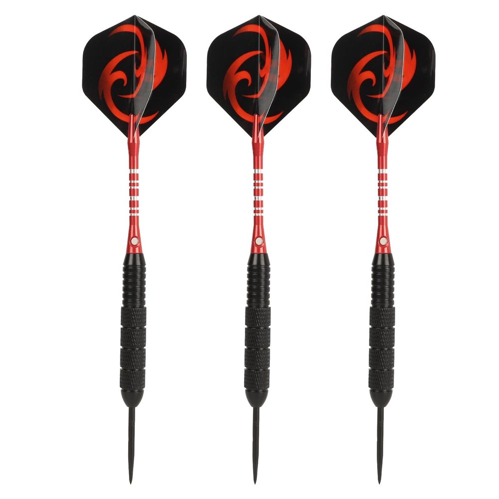 Steel Tip Darts Set, Professional Metal Darts, Point Metal Tip Anti Slip Light Weight Flight Darts for Dartboard Home Bar (Red)