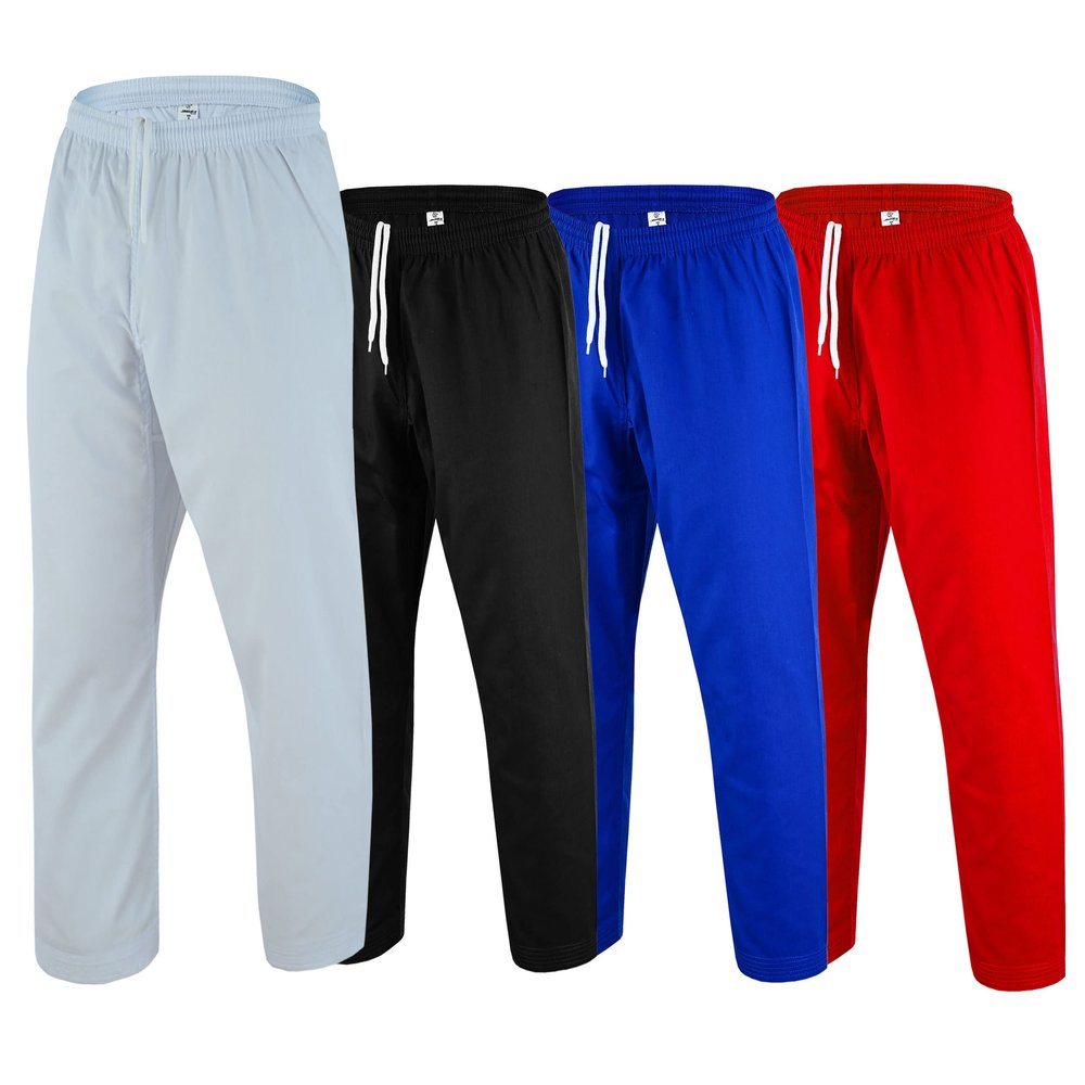 JAGUAR PRO GEAR - Regular Karate Bottom Pants 8oz Light Weight for MMA Martial Arts Kids Adults Unisex (White, 1)