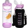 Seekua 48 oz Glass Water Bottle with Straw and Time Marker, Large Motivational Borosilicate Glass Drinking Bottle with Silicone Boot and Sleeve view 1