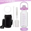Seekua 48 oz Glass Water Bottle with Straw and Time Marker, Large Motivational Borosilicate Glass Drinking Bottle with Silicone Boot and Sleeve view 4