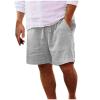 GOKKILRW Mens Linen Shorts Elastic Waist Drawstring Casual Summer Beach Shorts Loose Fit Lightweight Comfy Tropical Shorts Grey view 1