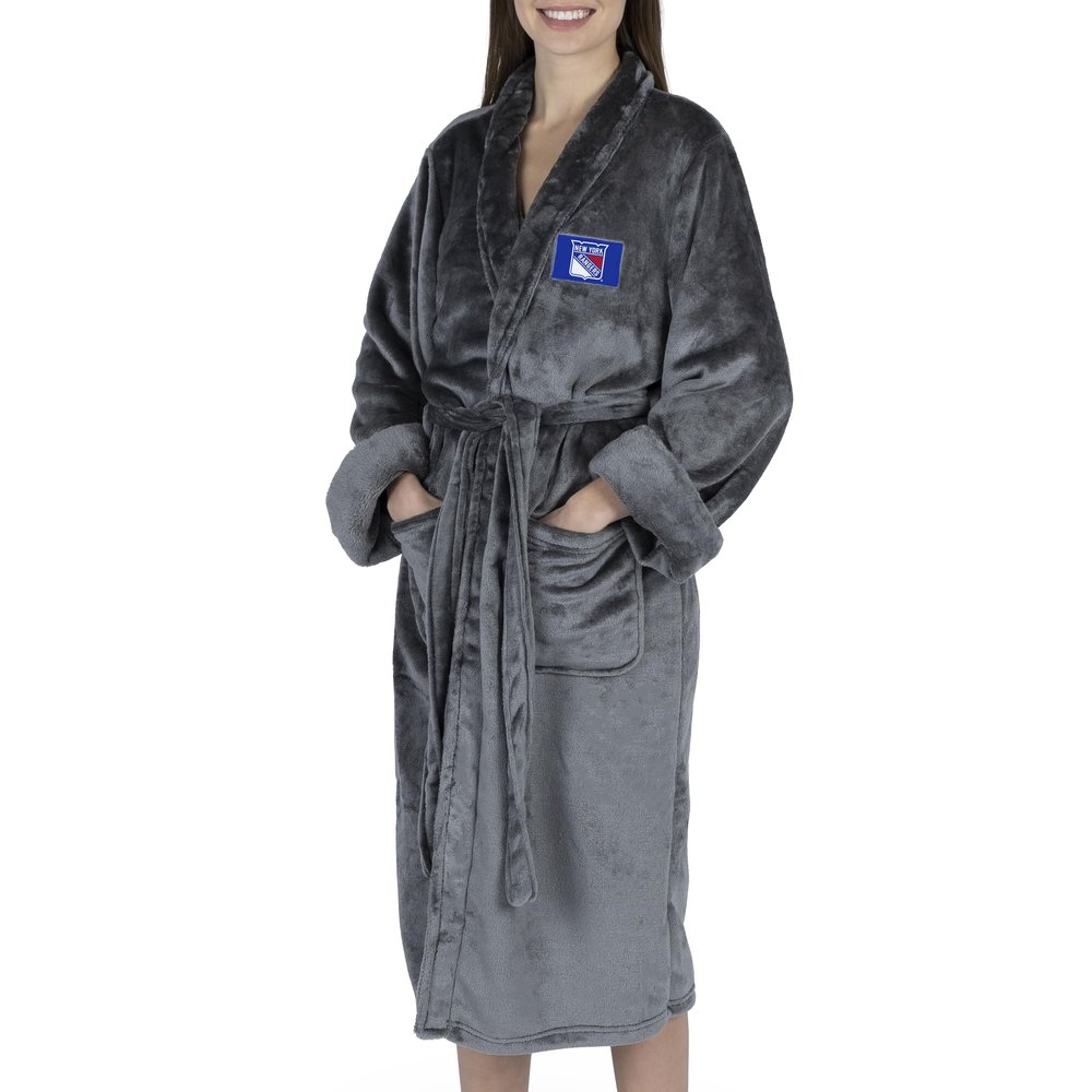 Northwest NHL New York Rangers Transfer Patch Silk Touch Bath Robe, Small/Medium, Charcoal Logo