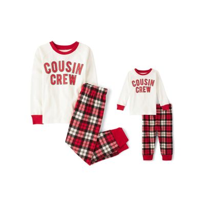 The Children's Place,Unisex Baby,and Kids, Sibling Matching, Christmas Pajama Sets, Fleece,Cousin Crew '24,18 Months