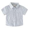 Betadog Kids Shirt Cartoon Prints Short Sleeve Button Boys Girls Shirt Tops Outwear Striped Boys Short (Blue, 4-5 Years) view 1