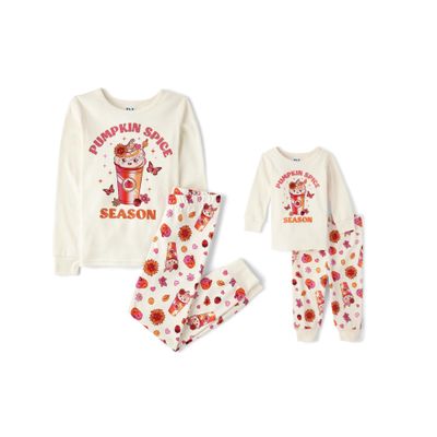 The Children's Place,Unisex Baby,and Kids, Sibling Matching, Holiday Pajama Sets, Cotton,Pumpkin Spice Season,8