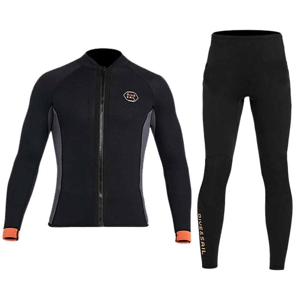 WYYHAA 3MM Neoprene Two Piece Wetsuit, Diving Suit Top and Bottom for Men Women Snorkeling Scuba Diving, Keep Warm, UV Protection,Men,XXL