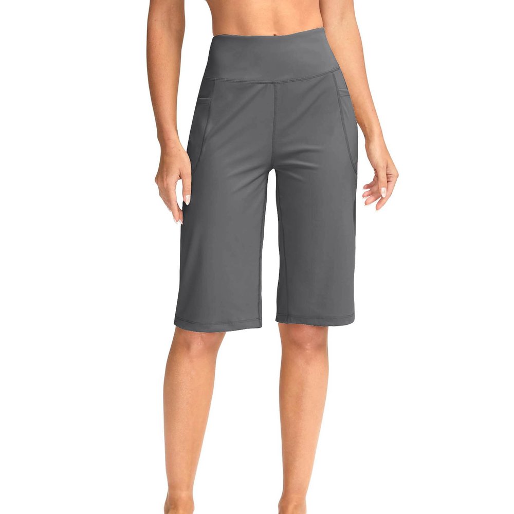 zcgoxvn Womens Summer Shorts with Pockets Tummy Control Yoga Pants Comfy Bermuda Shorts Casual Gym Shorts Soft Hiking Shorts