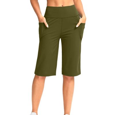 zcgoxvn Womens Summer Shorts with Pockets Tummy Control Yoga Pants Comfy Bermuda Shorts Casual Gym Shorts Soft Hiking Shorts