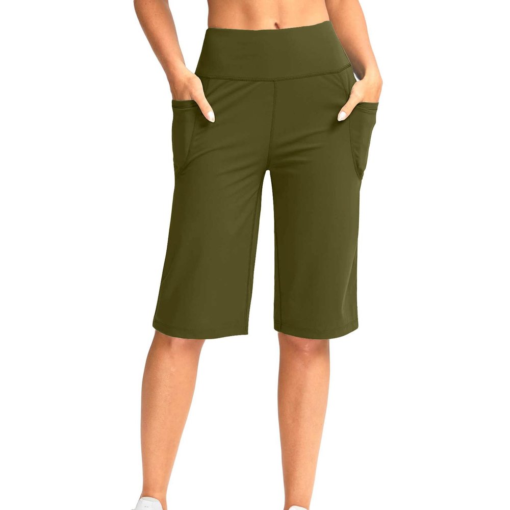 zcgoxvn Womens Summer Shorts with Pockets Tummy Control Yoga Pants Comfy Bermuda Shorts Casual Gym Shorts Soft Hiking Shorts
