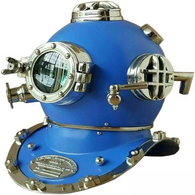 ANTIQUE AURA US Navy Mark V Marine Diver's Helmet-Replica Decor-Nautical Gift-Boatdecor., Blue