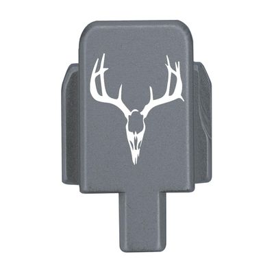 NDZ Performance Rear Slide Cover Plate for Sig P320 Series 9mm .40 .357 .45 ACP Laser Engraved Anodized Aluminum in Gray, Made in The USA - Deer Skull 1