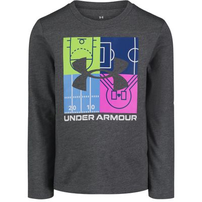 Under Armour Boys' Long Sleeve Logo Graphic T-Shirt, Lightweight & Breathable, Relaxed Fit, Castlerock Multi, 3T