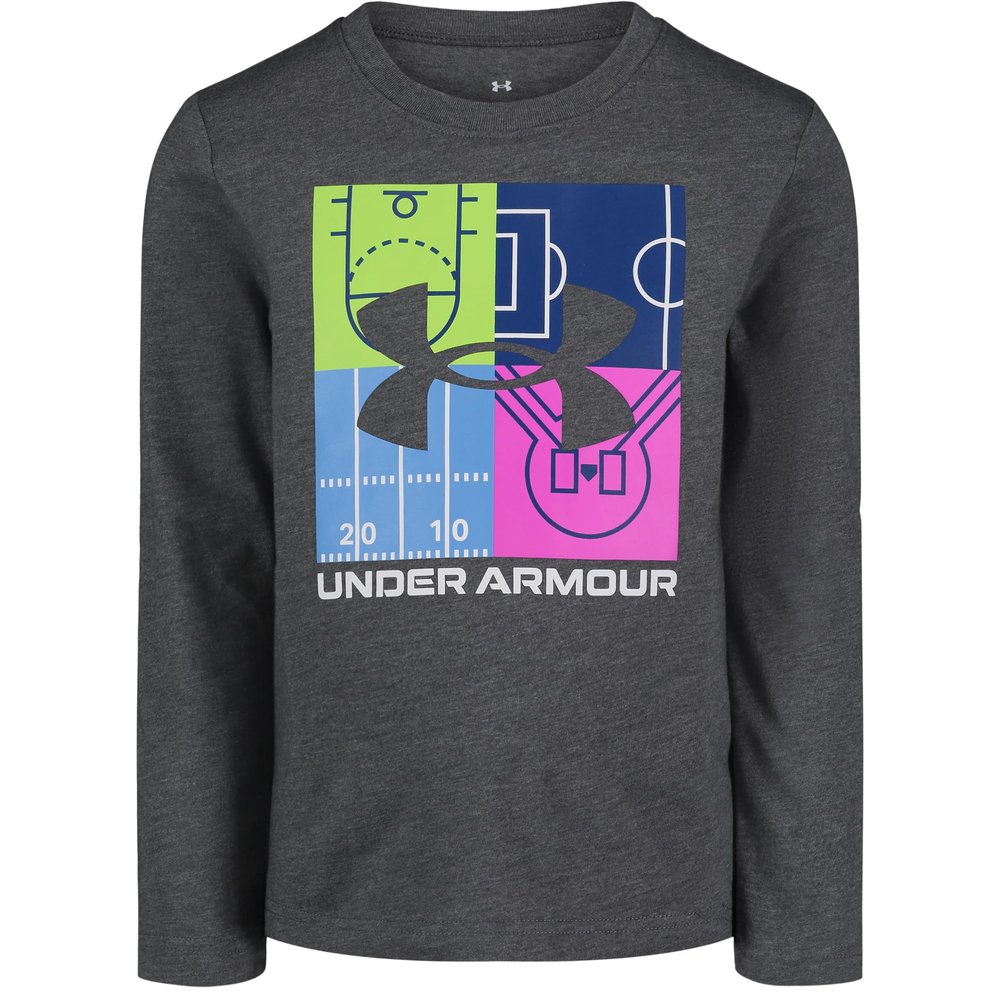 Under Armour Boys' Long Sleeve Logo Graphic T-Shirt, Lightweight & Breathable, Relaxed Fit, Castlerock Multi, 3T