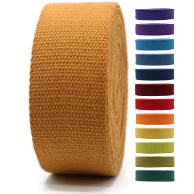 2" & 1.5'' & 1" Cotton Webbing - 5 Yards - 50+ Colors -%100 Natural Cotton - Turkish Weave - Heavy Duty 1 Inch 1.5 Inch 2 Inch Webbing for Sewing Straps Wrapping Climbing Indoors Craft DIY 111455