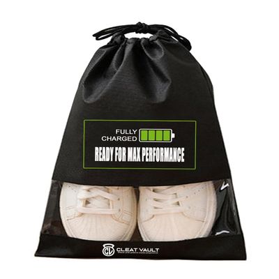 NineFit Basics Cleat Vault Fully Charged | High-Performance Sports Travel Shoe Storage Bag w/Motivation, Black