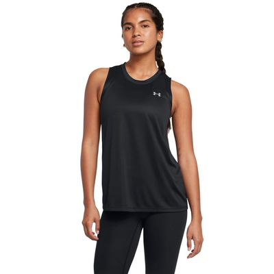 Under Armour Women's Velocity Solid Tank Top, (001) Black / / Metallic Silver, X-Small