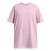 Under Armour Girls' Campus Oversized Short Sleeve T Shirt, (913) Pink Foam / / White, Small view 1