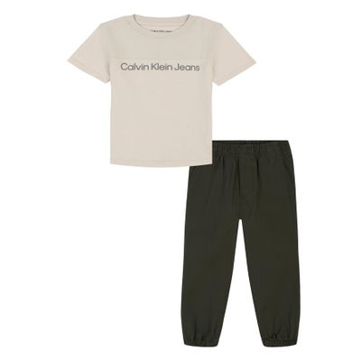 Calvin Klein 2pc Knit Woven Pant Set