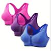3 Pack Plus Size Sports Bras Set, Women's Plus Front Zipper Padded Soft Comfort Running Yoga Bras 3pcs Set (Blue+Rose Red+Purple,4X-Large) view 1